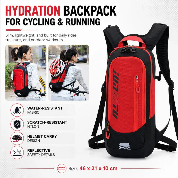 JUNLETU Hiking Trail Running Mountaineering Backpack Running Fitness Outdoor Cycling Hydration Pack(Red) - Image 2