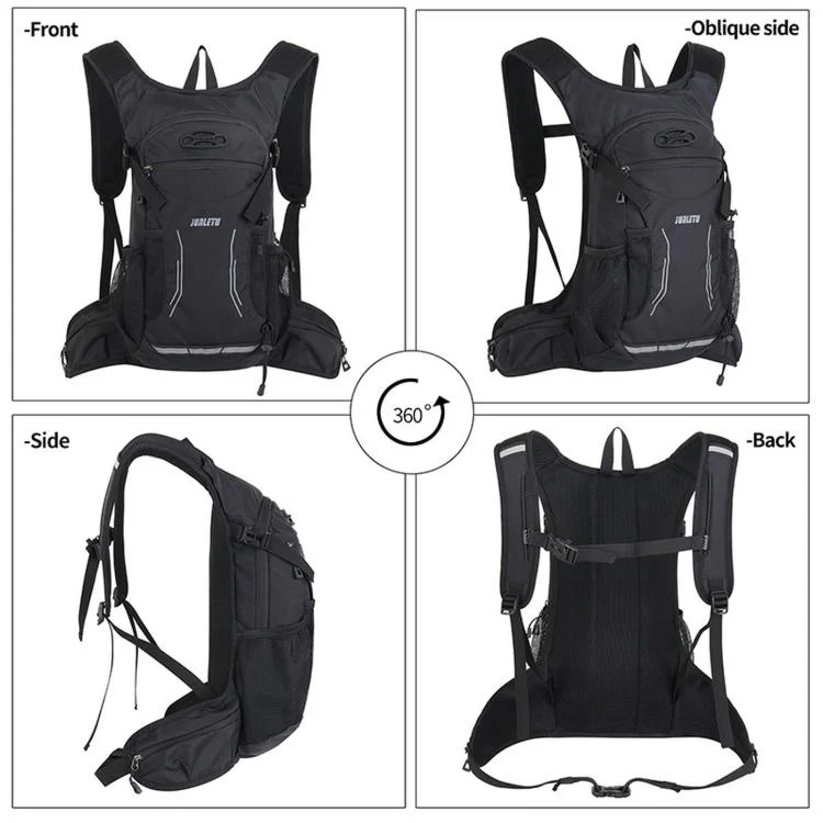 JUNLETU Outdoor Sports Cycling Backpack Waterproof Nylon Lightweight Breathable Travel Hiking Backpack(Black) - Image 4