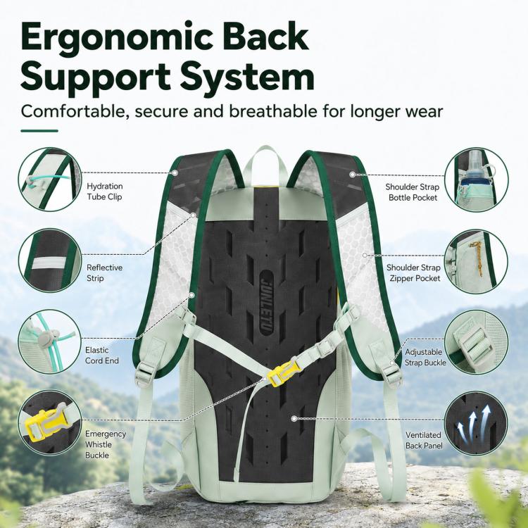 JUNLETU Waterproof Outdoor Sports Backpack Ultra-Lightweight Breathable Trail Cycling Pack(Dusty Yellow) - Image 5