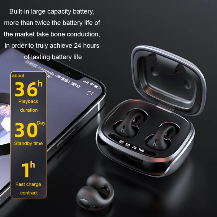 JX80 TWS Wireless Bone Conduction Clip-On Ear Noise Reduction Bluetooth Headset(Skin Color) - Image 7