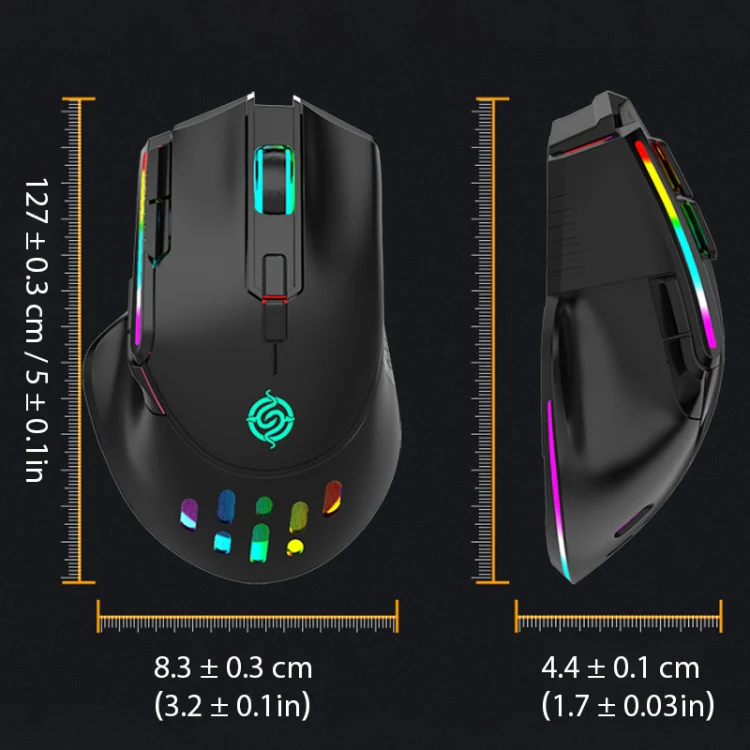 K-Snake BM520  9-button 3200DPI 2.4G RGB Wireless Dual-mode Gaming Mouse(Black) - Image 3