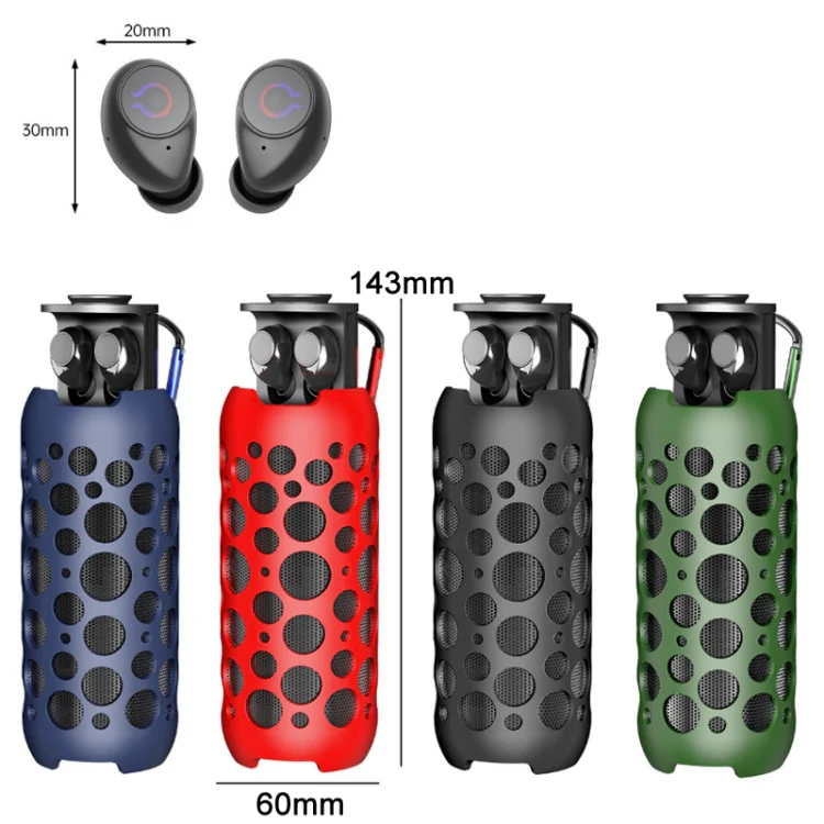 K045 2 In 1 Outdoor Mini Wireless Bluetooth Audio In-Ear Headphones(Blue) - Image 2