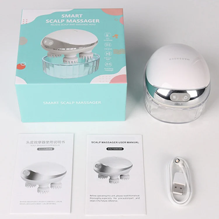 K111 Hot Compress Red Light Head Massager Electric Kneading Vibration Waterproof Head Instrument, Size: English Version(White) - Image 13
