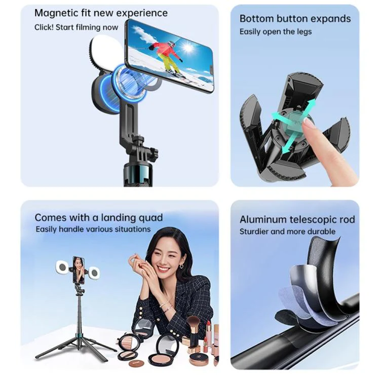 K14 1.7m Extendable Remote Control Magnetic Phone Stand Selfie Stick Tripod - Image 3