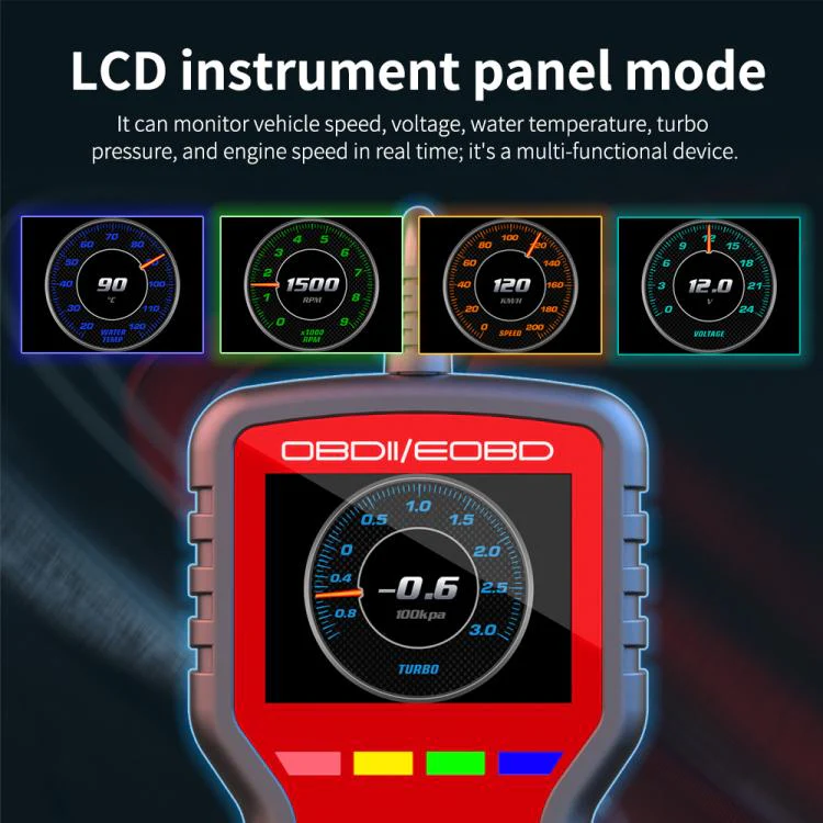 K2 Car OBDII Diagnostic Tool Smart Engine Fault Detector HUD(Black Red) - Image 10