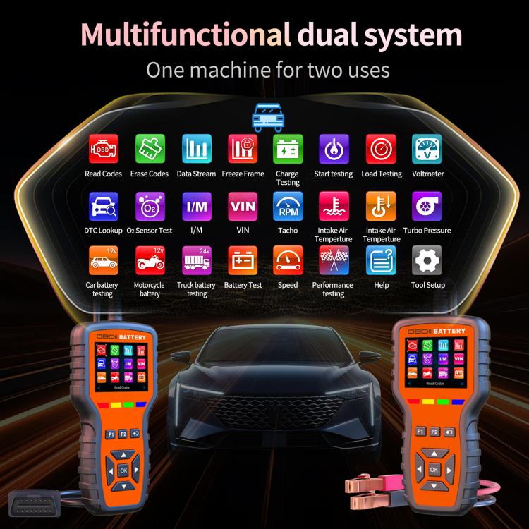K2 Pro 2 in 1 Car OBDII Diagnostic Tool Battery Tester(Black Orange) - Image 4