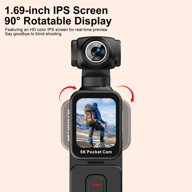 K28 1.69 inch IPS Screen 5K High Definition Video Recording Gimbal Camera(Black) - Image 7