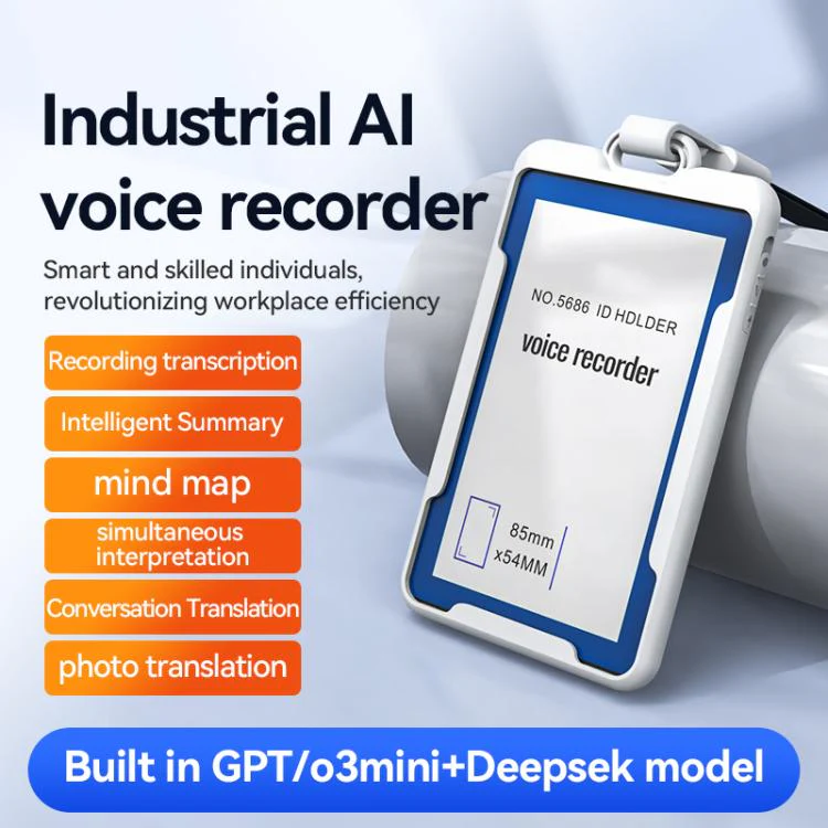 K3A Work Badge ID Holder AI Voice Recorder Support AIREC-APP, Memory:32GB(White) - Image 2