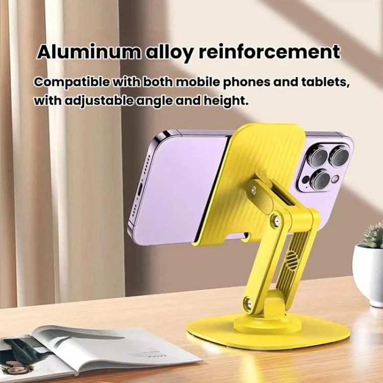K69 2pcs 360-Degree Rotating Aluminum Alloy Phone Stand Desktop Tablet Folding Stand(Black) - Image 6
