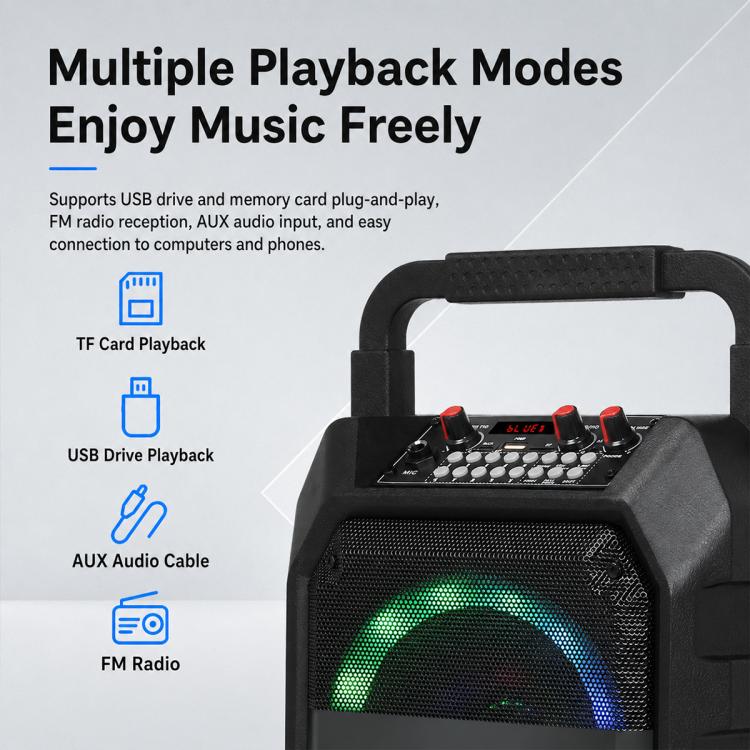 K6S Outdoor Portable Wireless Bluetooth Speaker with 2pcs Microphone(Black) - Image 4