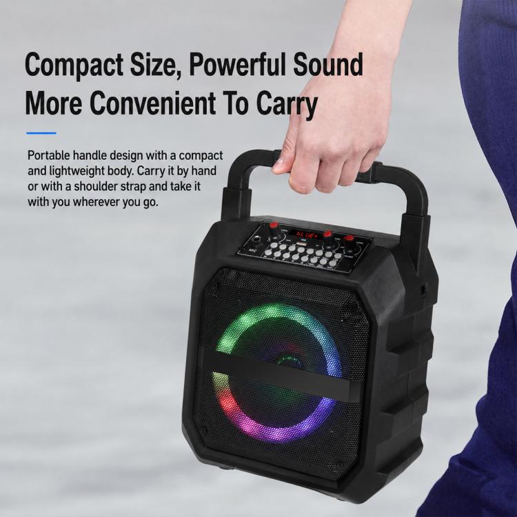K6S Outdoor Portable Wireless Bluetooth Speaker with 2pcs Microphone(Black) - Image 8