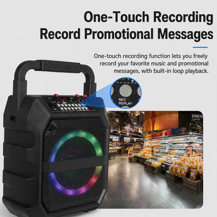 K6S Outdoor Portable Wireless Bluetooth Speaker with 2pcs Rechargeable Microphones(Black) - Image 7