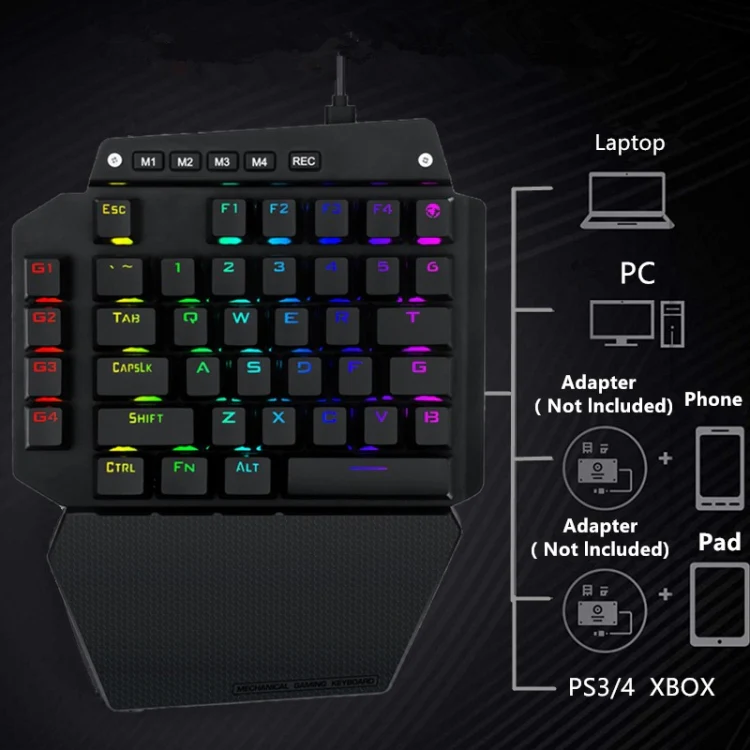K700 44 Keys RGB Luminous Switchable Axis Gaming One-Handed Keyboard, Cable Length: 1m(Black Shaft) - Image 6