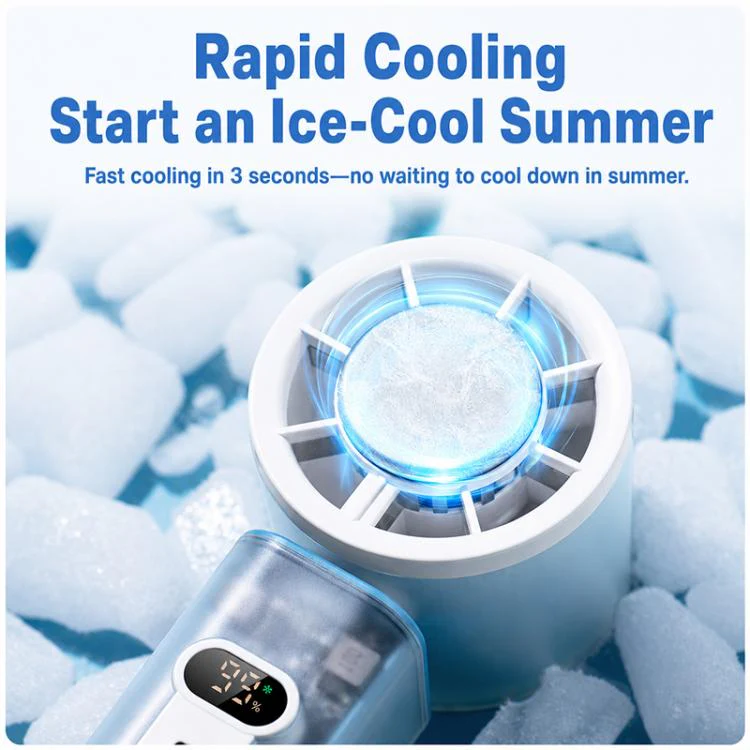 K75 Auto-Oscillating Handheld Cooling Fan with LED(Pink) - Image 4