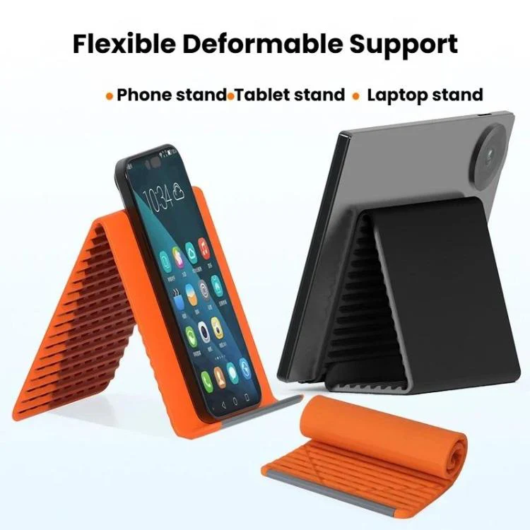K8 Mobile Phone Silicone Desktop Flexible Deformable Folding Stand Portable Non-Slip Tablet & Laptop Holder(Orange) - Image 2