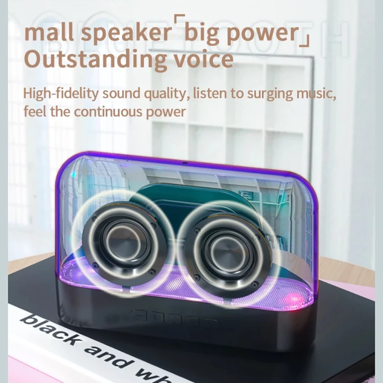 K9 Transparent RGB Portable Wireless Bluetooth Speaker Support AUX FM TF Card(Black) - Image 4