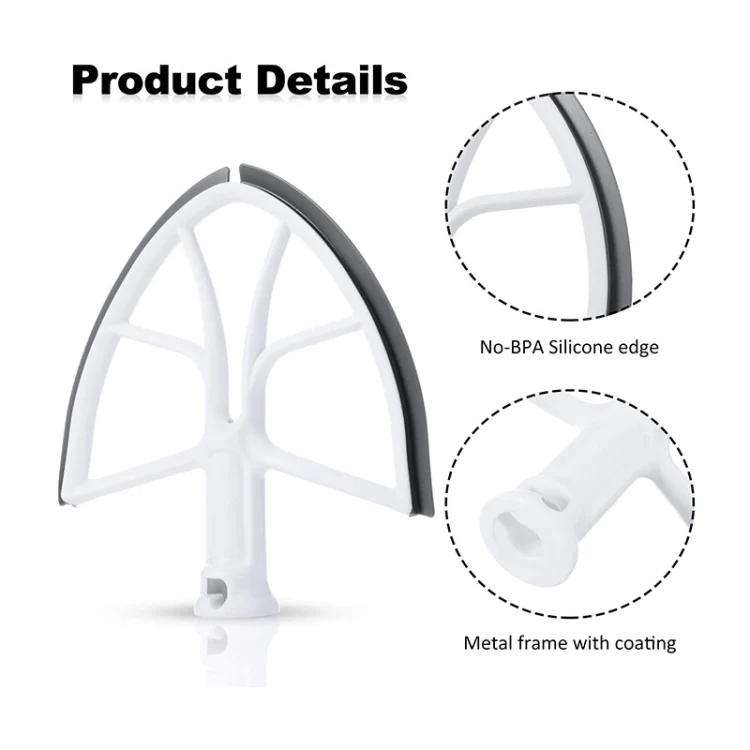 KA-6B For KitchenAid 6-Quart Bowl Lift Stand Mixer Plastic Flat Beater Paddle with Silicone Edges - Image 3