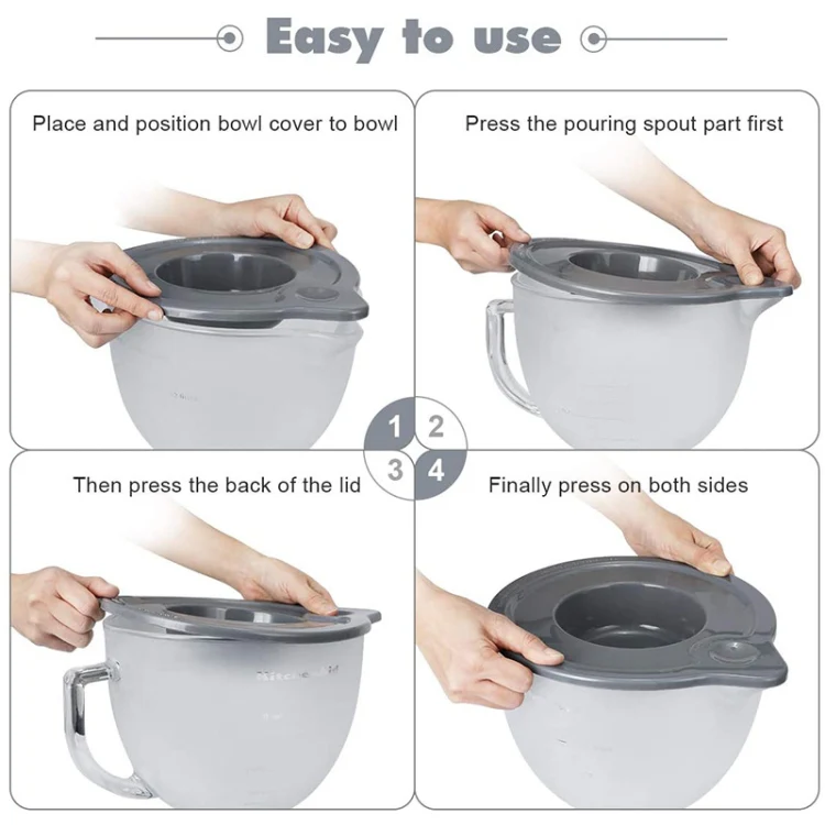 KA-T5 For KitchenAid K5GB 5QT Tilt Head Stand Mixer Glass Bowl Seal Lid - Image 4