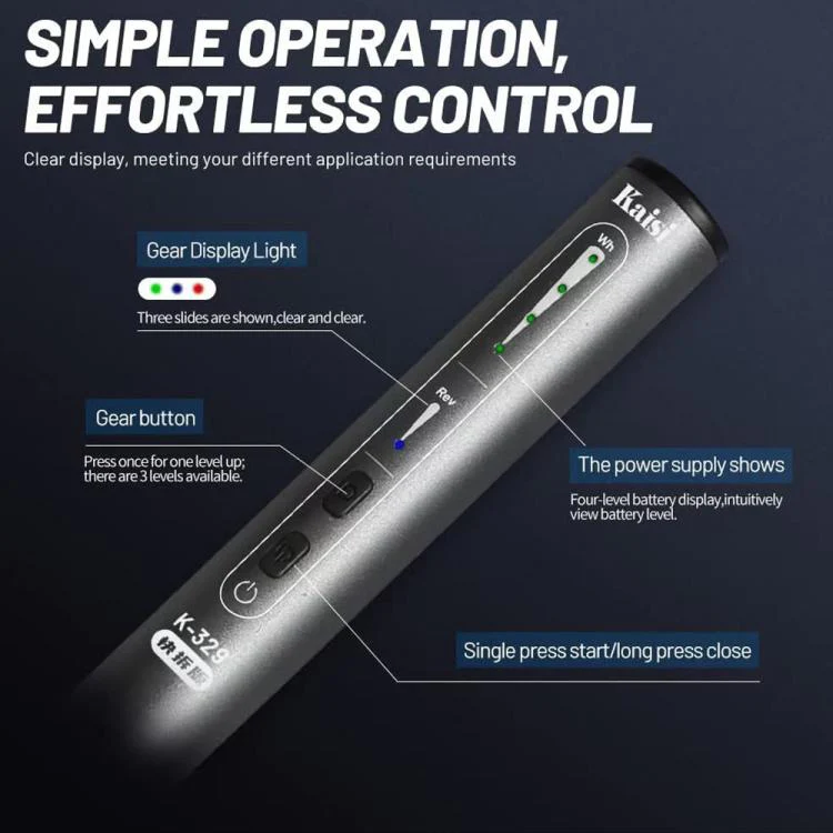 Kaisi 329 Multifunction Charging Polish Pen with 9pcs Grinding Heads - Image 5