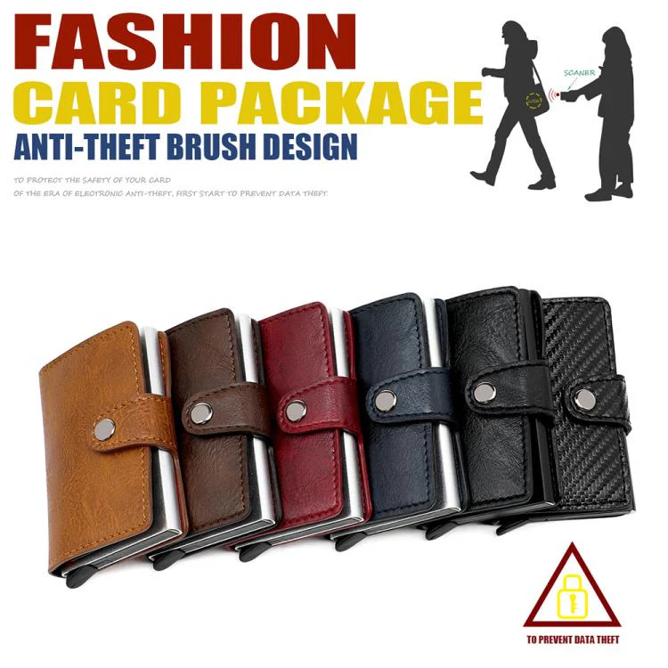 KB239 Crazy Horse Texture RFID Aluminum Alloy Multi-card Wallet(Brown) - Image 4