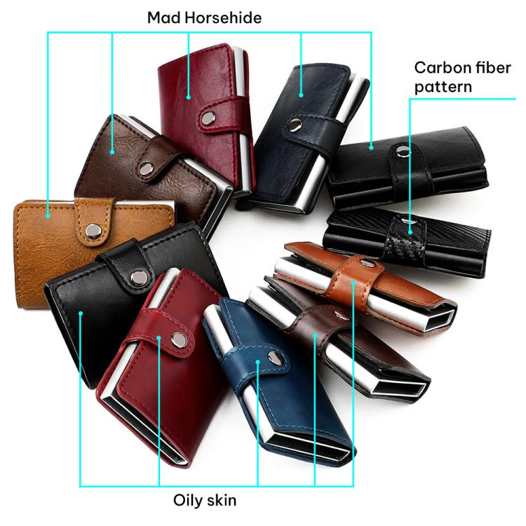 KB239 Crazy Horse Texture RFID Aluminum Alloy Multi-card Wallet(Brown) - Image 5