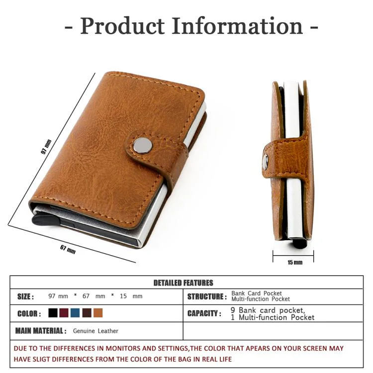 KB239 Crazy Horse Texture RFID Aluminum Alloy Multi-card Wallet(Brown) - Image 6
