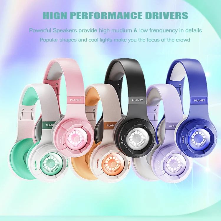 KE25 RGB Light Wireless Stereo Music Bluetooth Headset(Pink) - Image 6