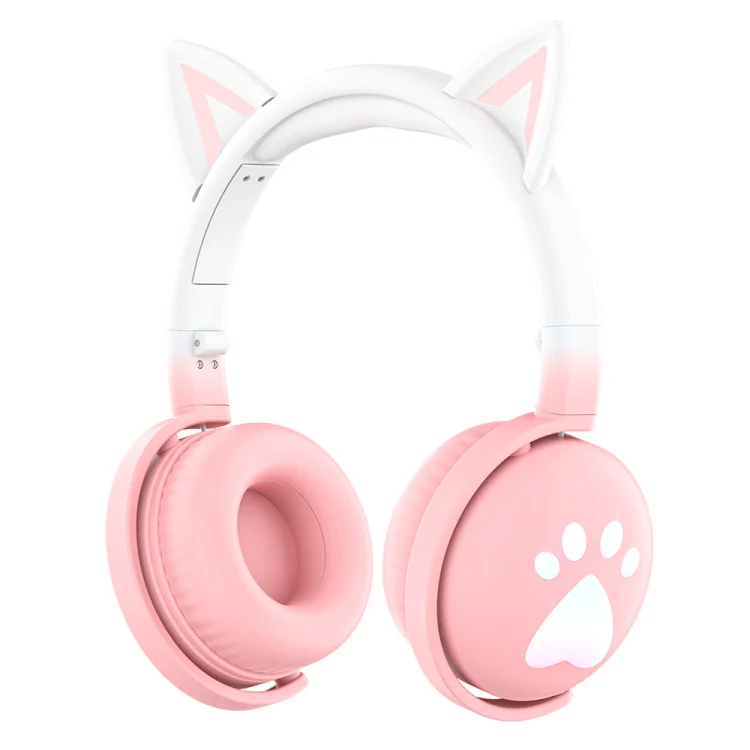 KE28 RGB Cute Cat Ears Bluetooth Wireless Music Headset with Detachable Mic(Pink) - Image 2