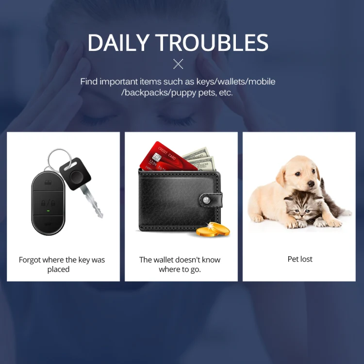 Keyfinder Wallet Dog Cat kids GPS locator anti lost keychain Smart Search Bluetooth Tracker Tag(Blue) - Image 7