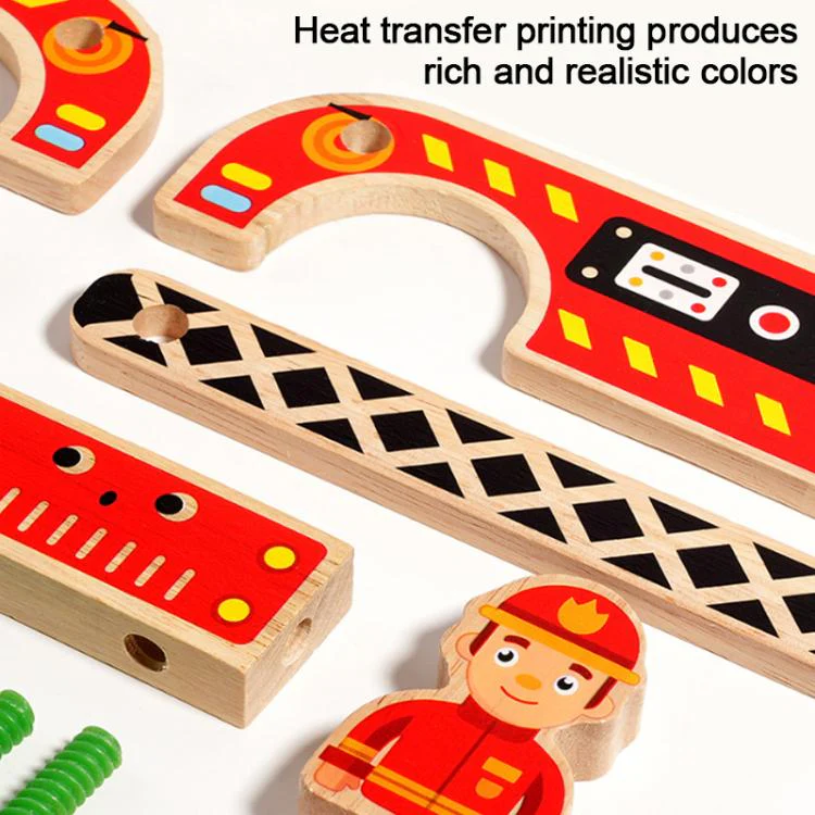 Kids Early Education Multifunctional Solid Wood Disassembly Fire Truck - Image 6