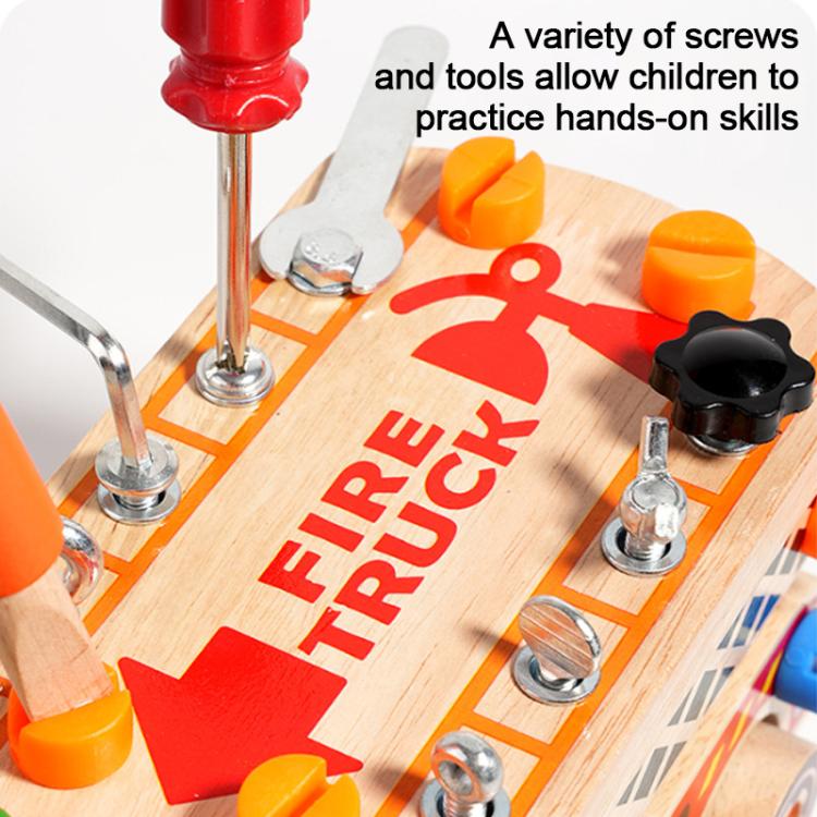 Kids Early Education Multifunctional Solid Wood Disassembly Fire Truck - Image 7