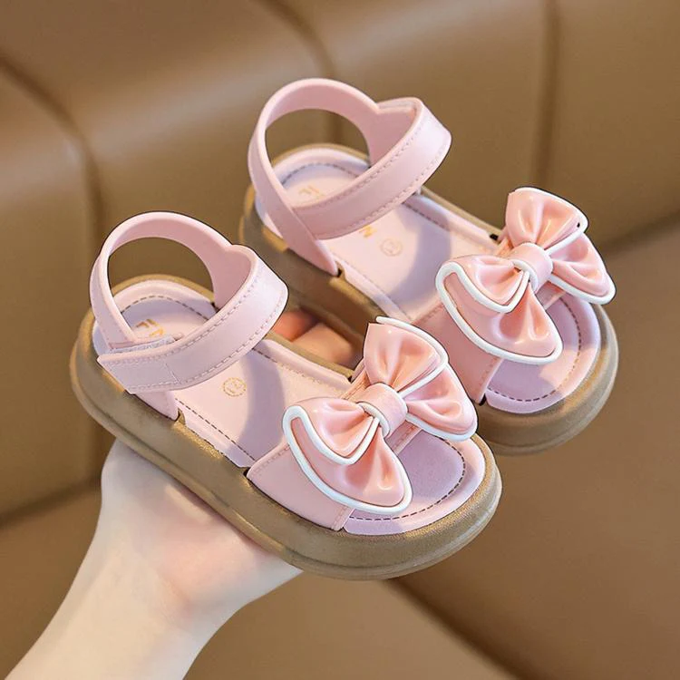 Kids Summer Anti-Slip Soft Sole Sandals Easy On Off Beach Sandals For Girls, Size: 31 Length 19cm(Pink)
