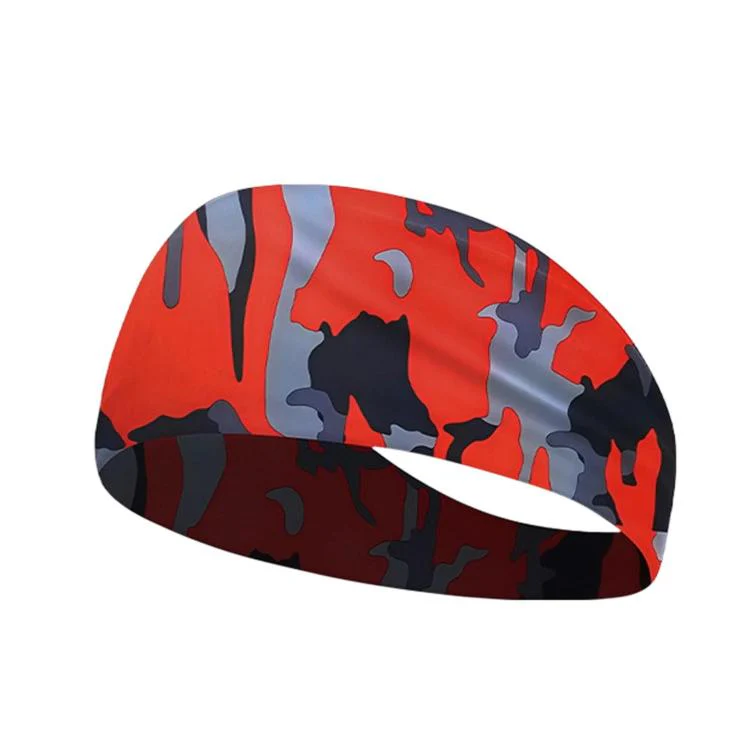 Kids Sweat-Wicking Quick-Dry Headband Milk Silk Widened Sports Running Hair Band(Camouflage Red) - Image 2