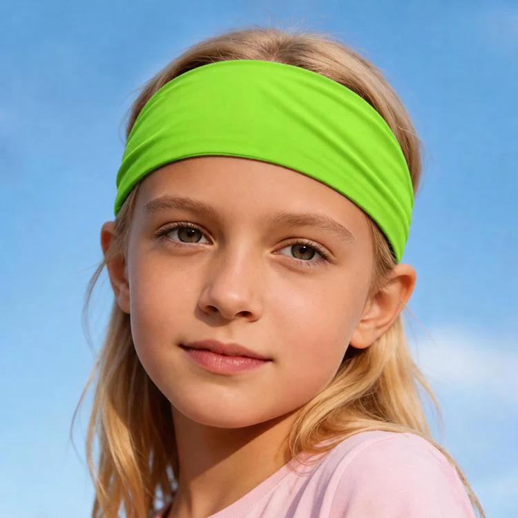 Kids Sweat-Wicking Quick-Dry Headband Milk Silk Widened Sports Running Hair Band(Green)