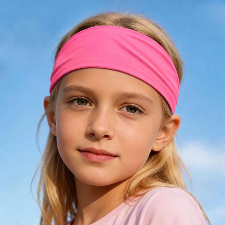 Kids Sweat-Wicking Quick-Dry Headband Milk Silk Widened Sports Running Hair Band(Pink)