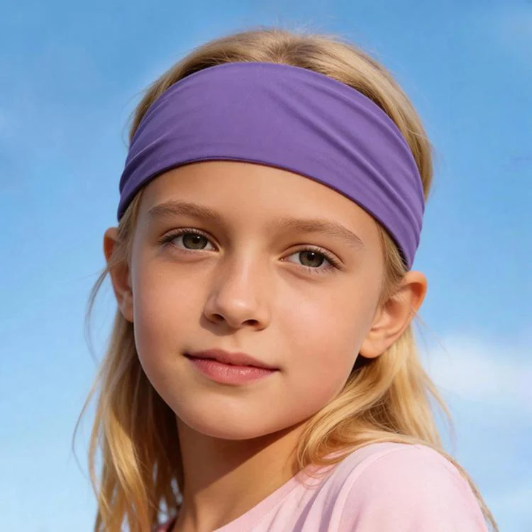 Kids Sweat-Wicking Quick-Dry Headband Milk Silk Widened Sports Running Hair Band(Purple)