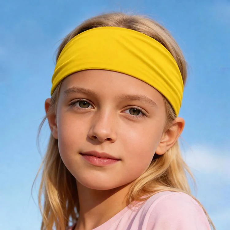 Kids Sweat-Wicking Quick-Dry Headband Milk Silk Widened Sports Running Hair Band(Yellow)