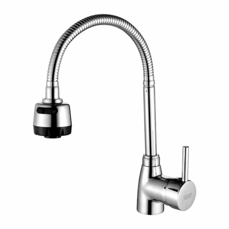 Kitchen Faucet Anti-splash Head Wash Basin Sink Universal Rotatable Faucet Full Copper Joint, Style:Cold Water+60 cm Tube - Image 2