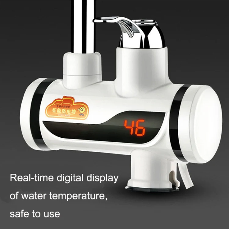 Kitchen Hot and Cold Dual-use Instant Faucets EU Plug, Style: Square Screen Type - Image 4