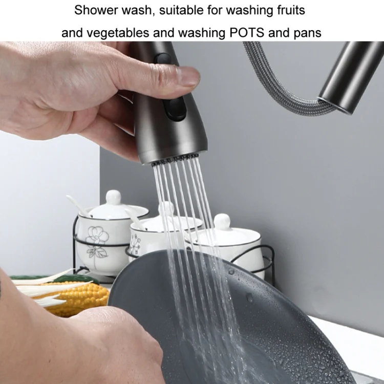 Kitchen Pull-out Universal Telescopic Hot & Cold Water Faucet, Specification: Copper Digital Display Electroplating - Image 9