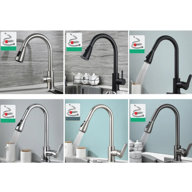 Kitchen Pull-out Universal Telescopic Hot & Cold Water Faucet, Specification: Copper Plating - Image 2
