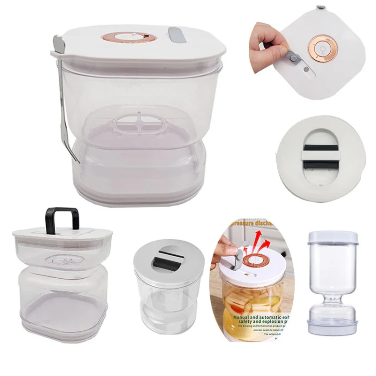Kitchen Wet And Dry Separate Pickle Jar Plastic Wet And Dry Dispenser Hourglass Can, Style: Round Extension With Fork - Image 5