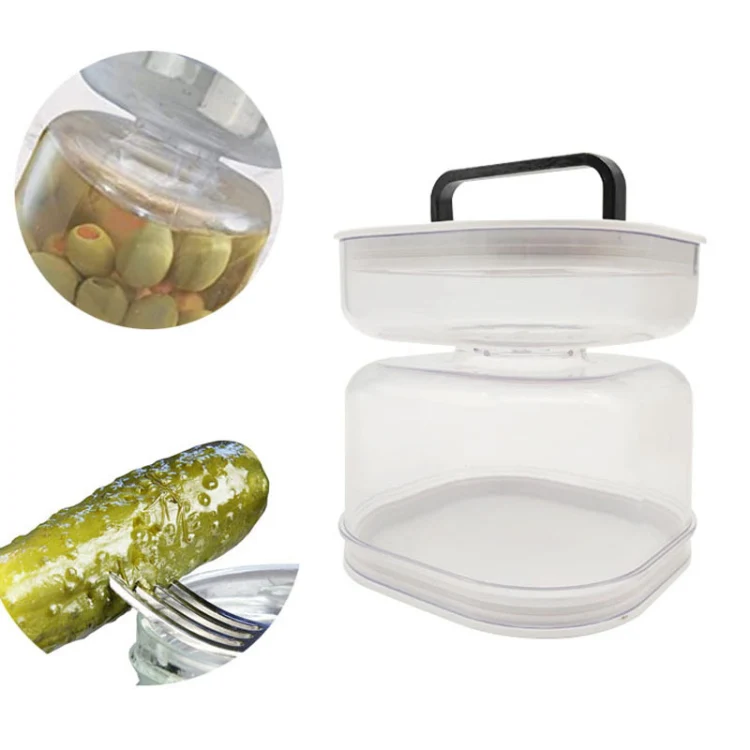 Kitchen Wet And Dry Separate Pickle Jar Plastic Wet And Dry Dispenser Hourglass Can, Style: Square - Image 4