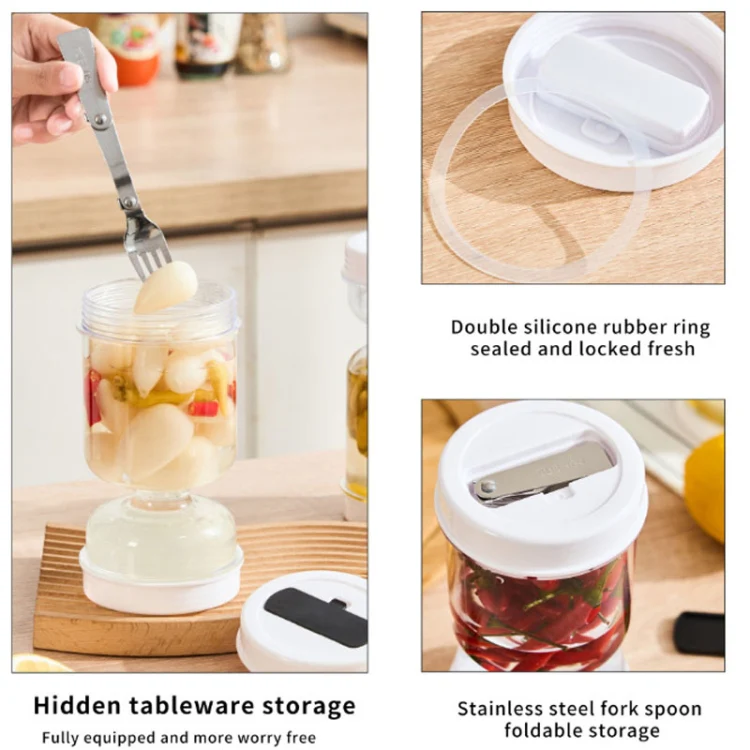 Kitchen Wet And Dry Separate Pickle Jar Plastic Wet And Dry Dispenser Hourglass Can, Style: Square With Air Vent - Image 10