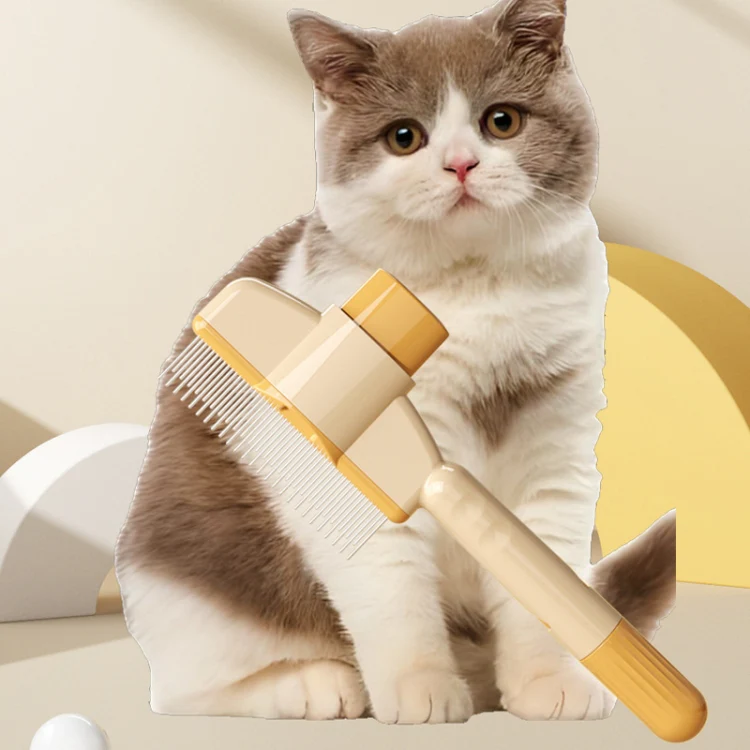 Knotting Hair Removal Cat Comb Pet Self-Cleaning Detangling Comb(Yellow) - Image 2