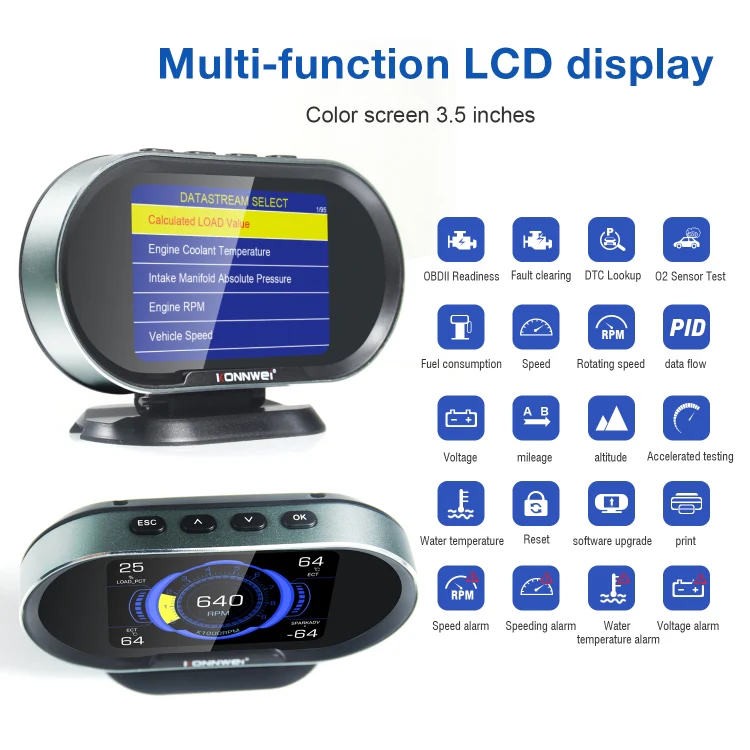 KONNWEI KW206 2 in 1 OBDII / EOBD12V Car Fault Scanner + 3.5 inch LCD Monitor - Image 12
