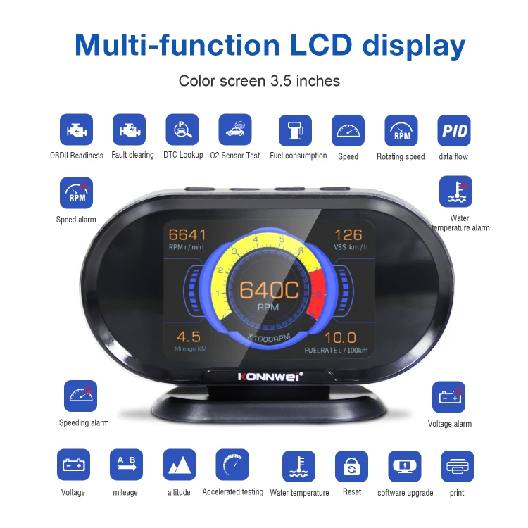 KONNWEI KW206 2 in 1 OBDII / EOBD12V Car Fault Scanner + 3.5 inch LCD Monitor - Image 13