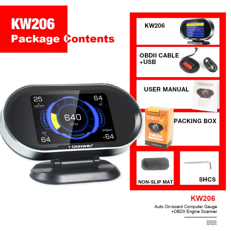 KONNWEI KW206 2 in 1 OBDII / EOBD12V Car Fault Scanner + 3.5 inch LCD Monitor - Image 17