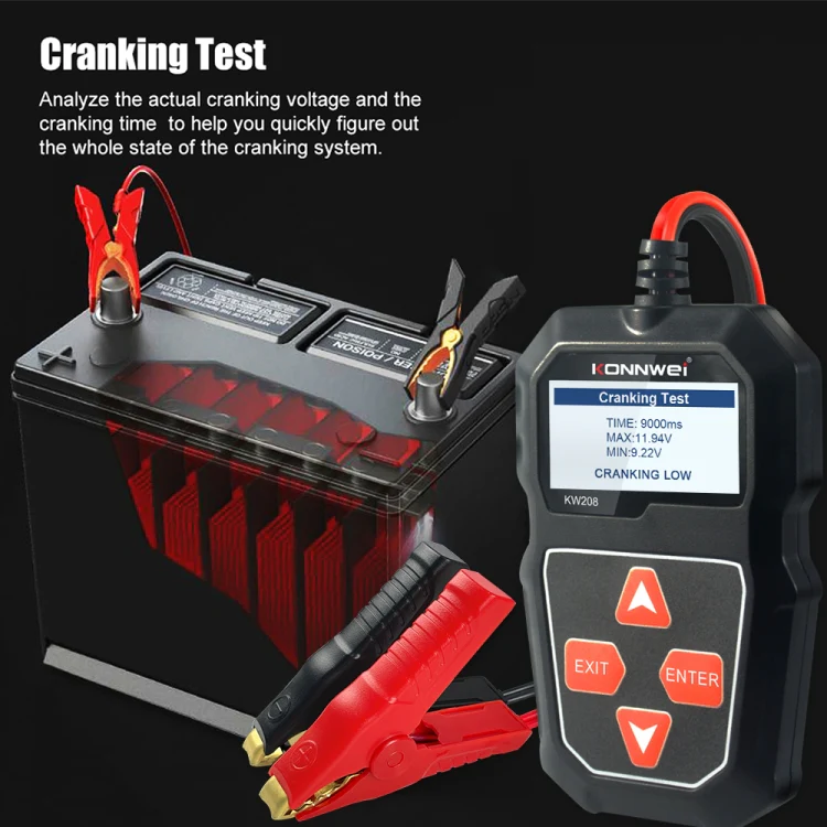 KONNWEI KW208 Car TFT Color Screen Battery Tester Support 8 Languages - Image 10