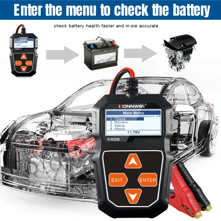 KONNWEI KW208 Car TFT Color Screen Battery Tester Support 8 Languages - Image 12